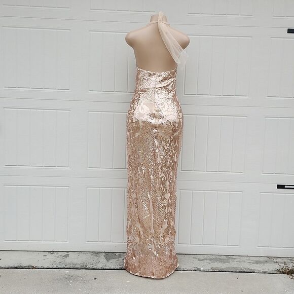 BRAND NEW GORGEOUS V-NECK SEQUINS LONG MERMAID SPLIT EVENING GOWNS - Picture 5 of 16